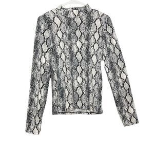 Women's New Long Sleeve Mock Neck stretch Python Top L New